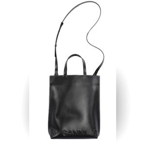 GANNI Black Medium Banner Tote Strap Bag